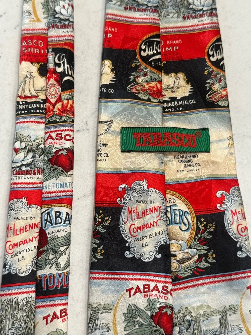 Tabasco Men's Tie 100% Silk Woven Pointed Novelty Food & Drink Multicolor Logo